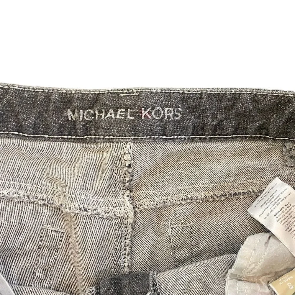 Michael Kors size 8 jeans silver gray zipper pockets skinny